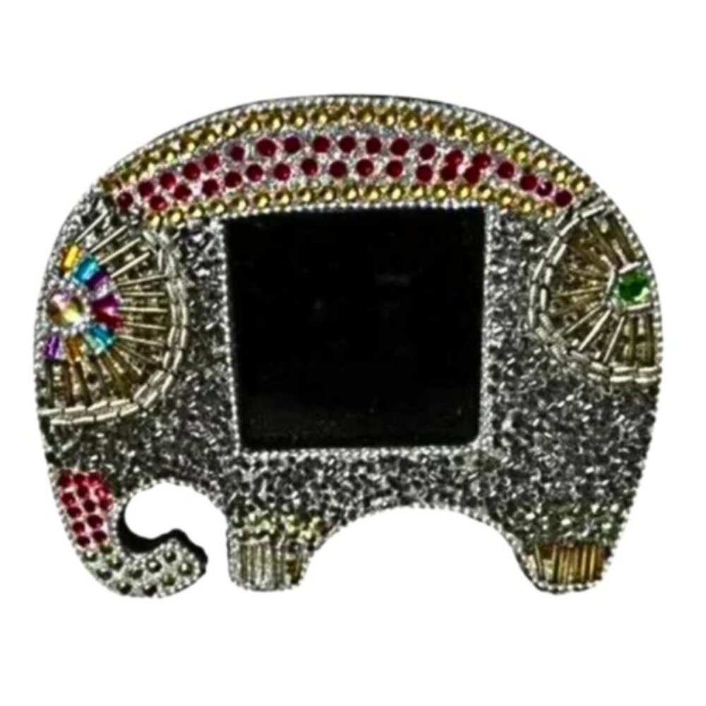 World Market Beaded Elephant Photo Frame • Silver